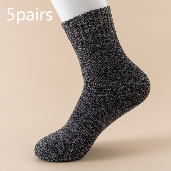 Autumn And Winter Fleece Lined Padded Warm Keeping Mid-calf Solid Color Socks - Image 3