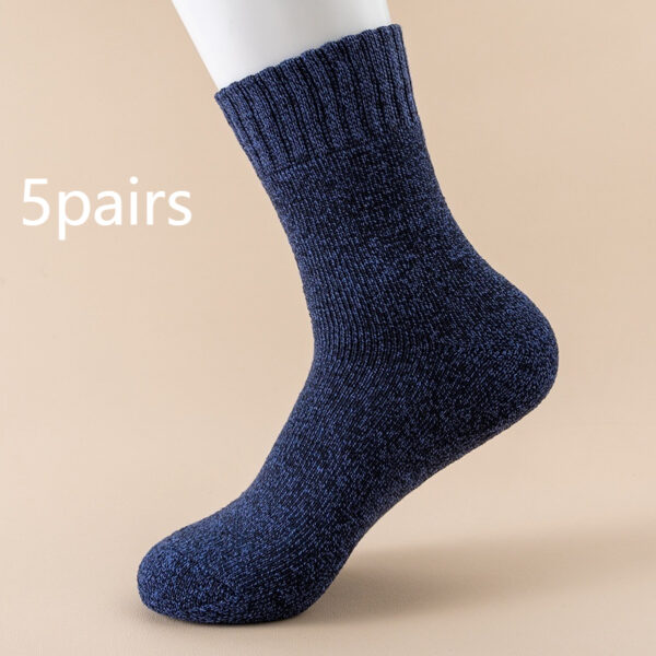 Autumn And Winter Fleece Lined Padded Warm Keeping Mid-calf Solid Color Socks - Image 7