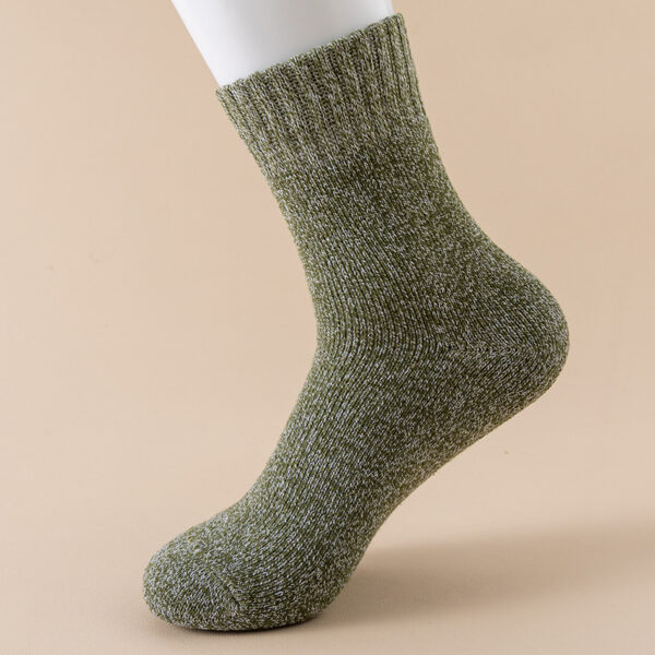 Autumn And Winter Fleece Lined Padded Warm Keeping Mid-calf Solid Color Socks - Image 2