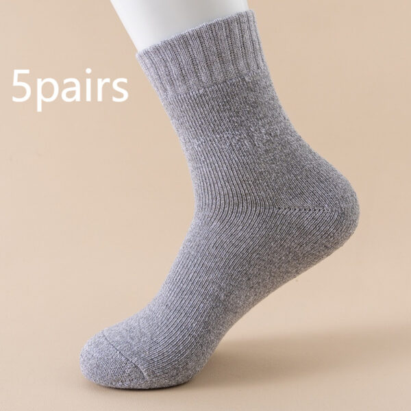 Autumn And Winter Fleece Lined Padded Warm Keeping Mid-calf Solid Color Socks - Image 4