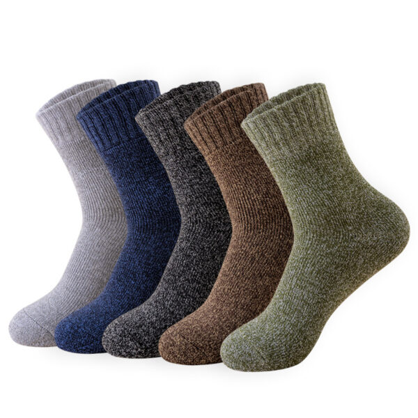 Autumn And Winter Fleece Lined Padded Warm Keeping Mid-calf Solid Color Socks - Image 5