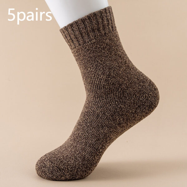 Autumn And Winter Fleece Lined Padded Warm Keeping Mid-calf Solid Color Socks - Image 6